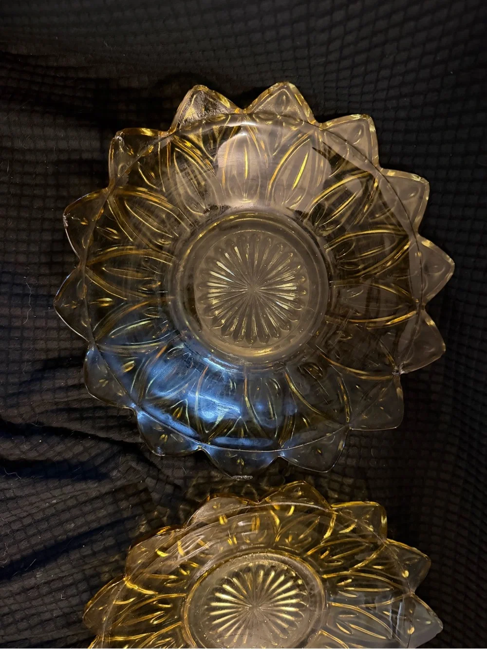 Vintage Sunburst Glass Bowls - Amber Tint (Set of 2)